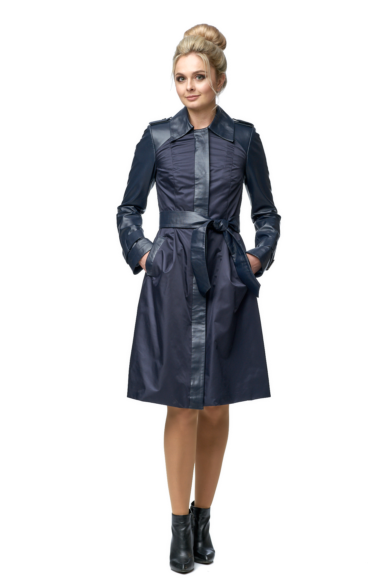 Женское кожаное пальто из натуральной кожи с воротником 8006025-2