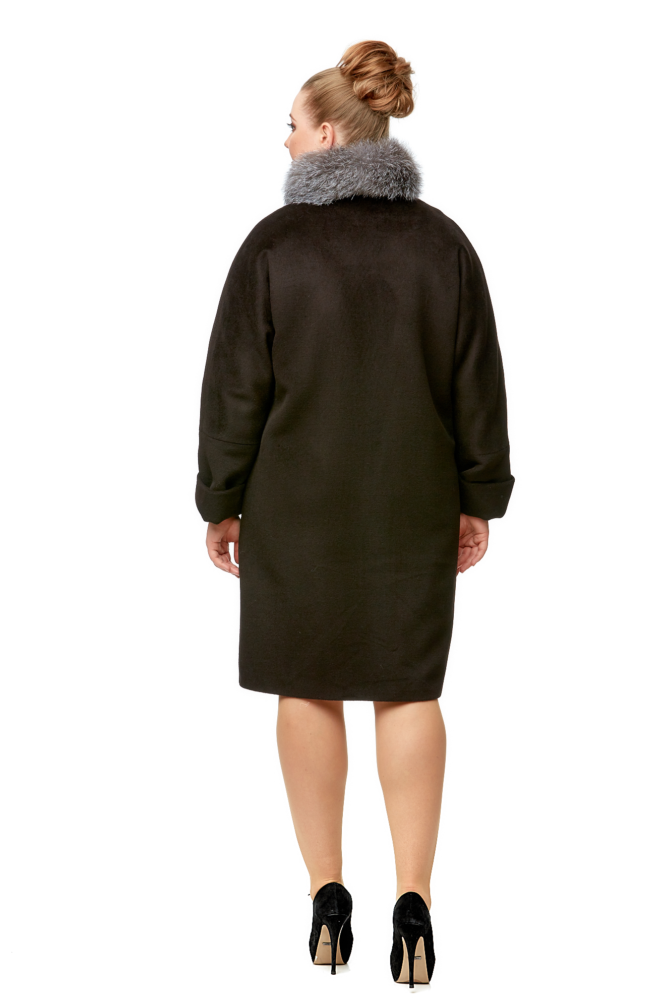 Женское пальто из текстиля с воротником, отделка блюфрост 8009898-3