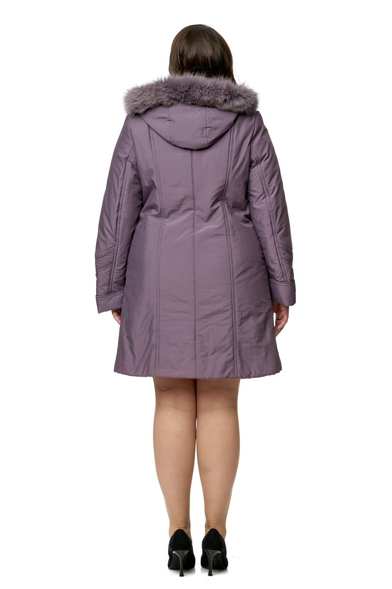 Куртка женская из текстиля с капюшоном, отделка песец 8010008-3