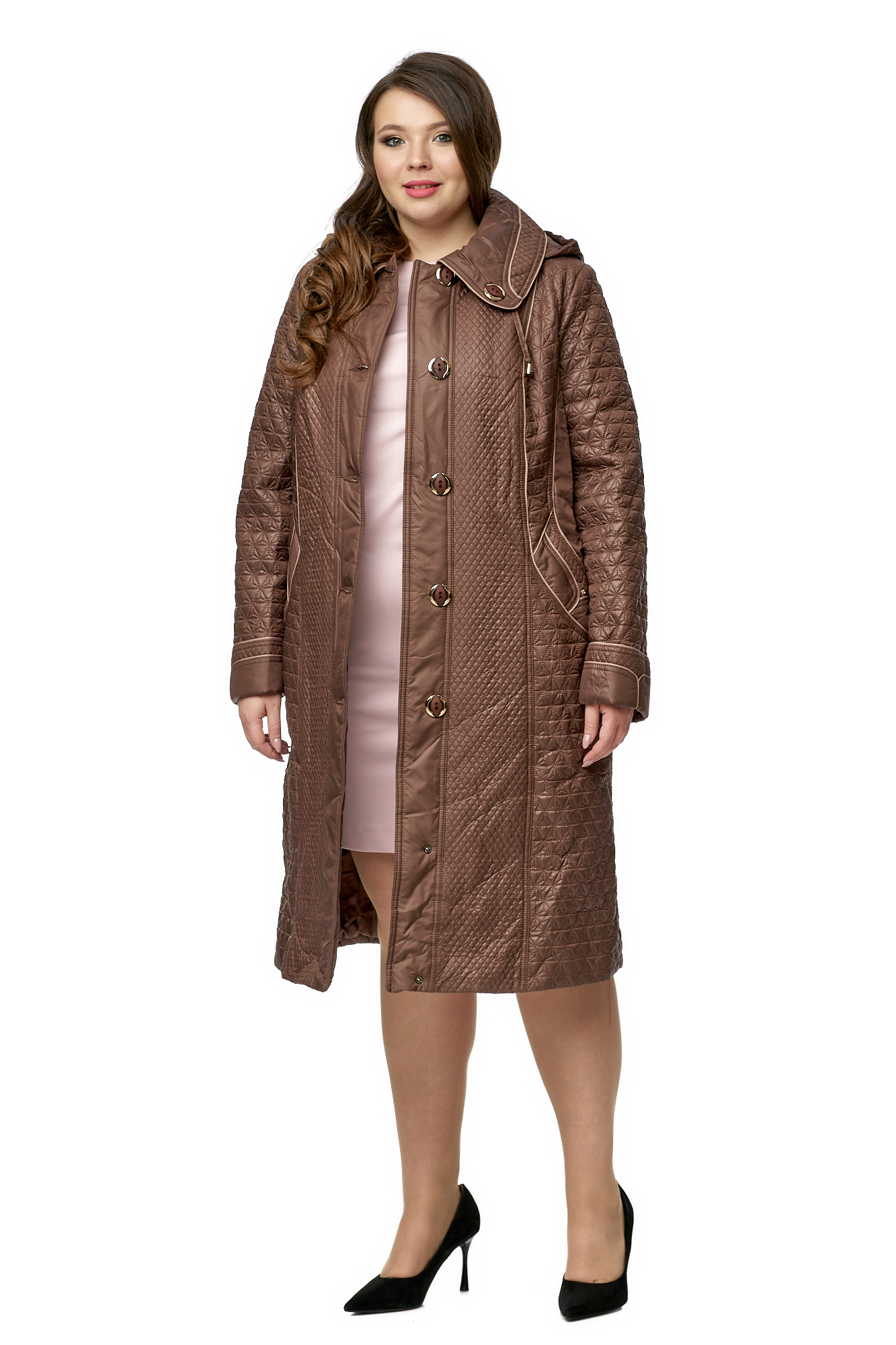Женское пальто из текстиля с капюшоном 8010425-2