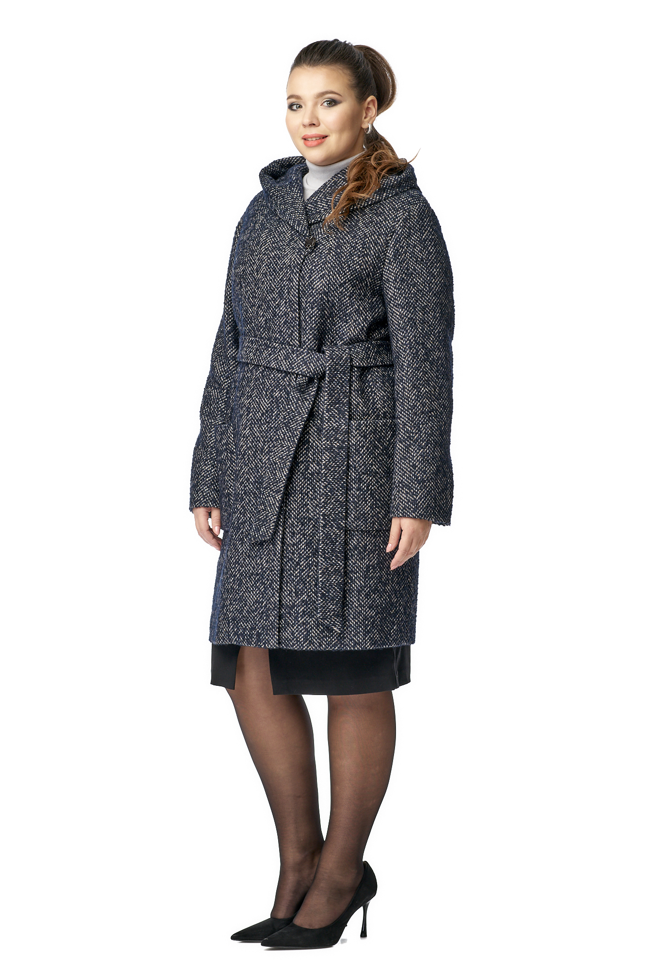 Женское пальто из текстиля с капюшоном 8010638-2