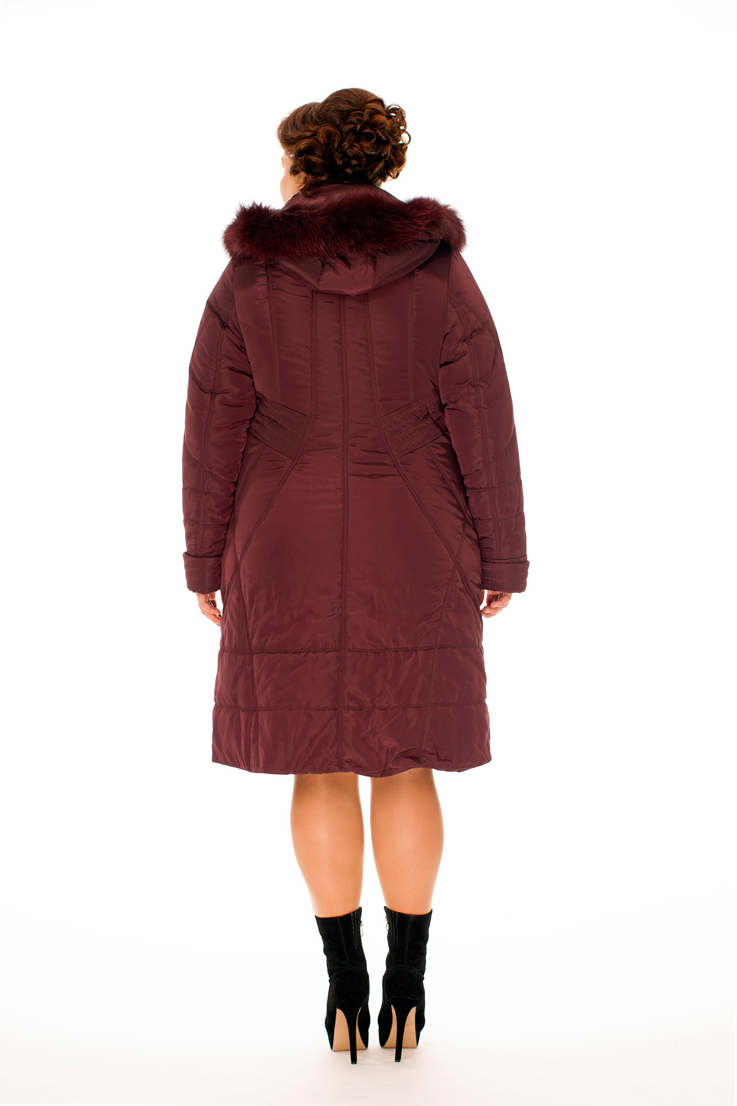 Женское пальто из текстиля с капюшоном, отделка песец 8010651-3